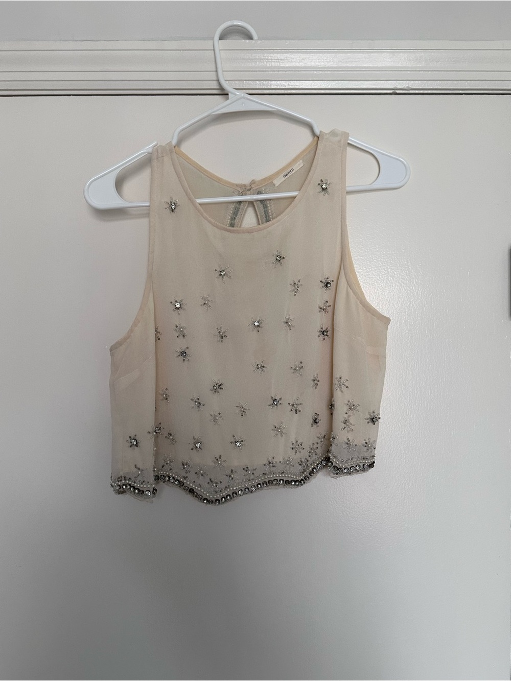 Forever 21 Cream Beaded Sleeveless Camisole